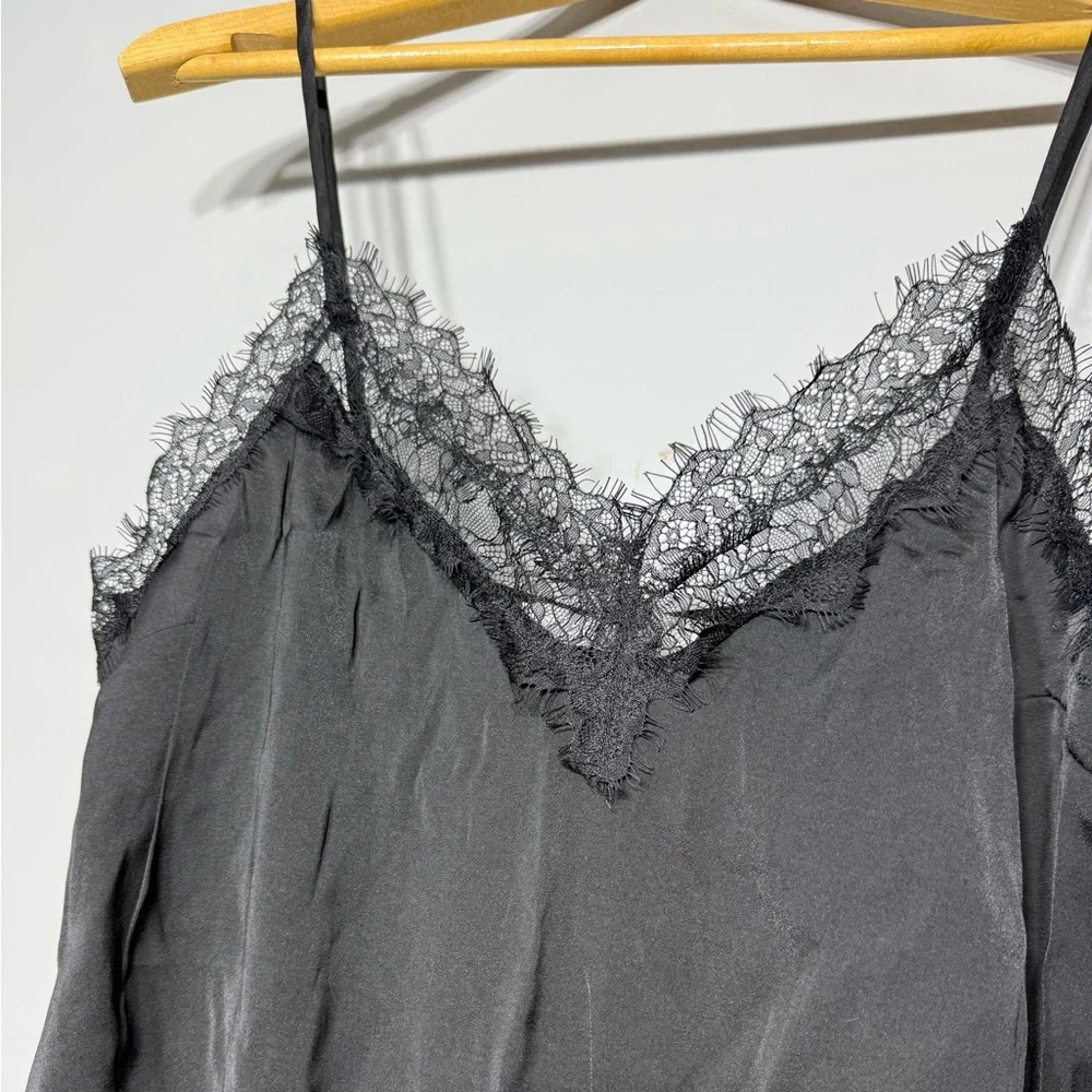 ASTR THE LABEL Black Lace Trim Bodysuit Size Large